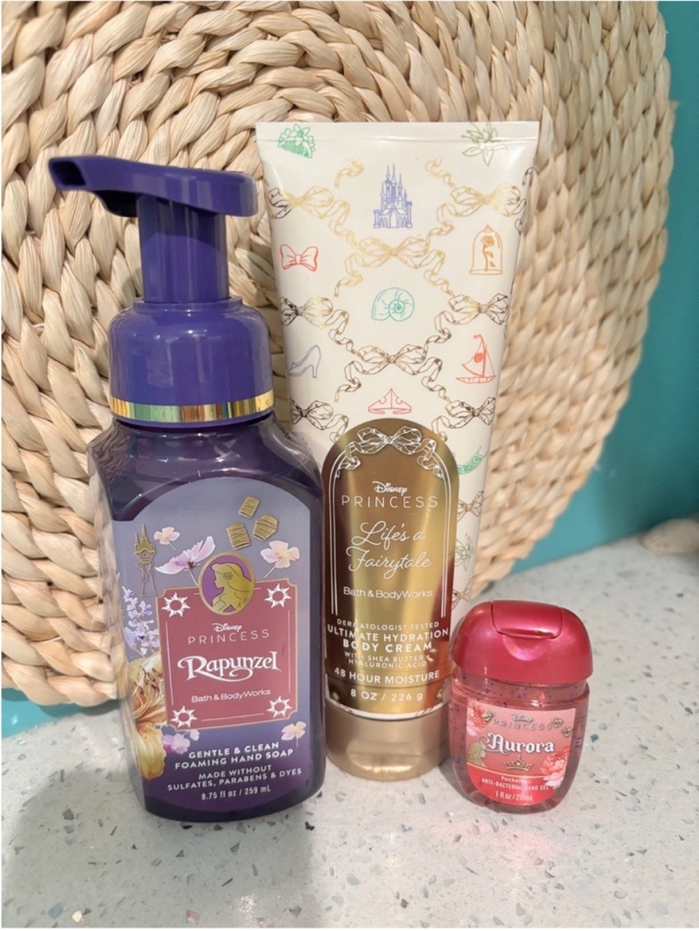 Bath&Body Works Disney Princess Body Cream, Rapunzel Soap, Aurora Sanitizer
